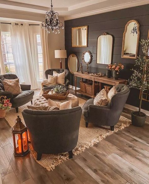 All The Ideas and Tips You'll Ever Need For The Perfect Farmhouse Style Home - Decoholic Interior Design Per La Casa, Farmhouse Interior, Farmhouse Decor Living Room, Decoration Inspiration, Farmhouse Style House, A Living Room, Farmhouse Living, Front Room, Cozy Living Rooms