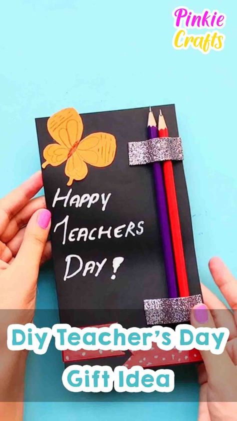 DIY-Teacher's-Day-Gift-Idea Teachers Day Card For Kindergarten, Quick And Easy Teacher Gifts, Diy Gifts For Teachers From Students, Card Design For Teachers Day, Teachers Day Gift Ideas Handmade Aesthetic, Teachers Day Diy Gifts Ideas, Diy Teachers Day Gift Ideas, Teacher's Day Card Ideas Aesthetic, Kartu Ucapan Hari Guru