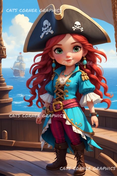 ☠️🏴‍☠️ "Chibi Pirate" - Embark on a whimsical voyage that sets sail on the high seas of adorableness. #Pirate #Chibi #ArtForKids #PartyThemes Crissy Doll, Pet Parrot, Pirate Cat, Caricature Sketch, Lottery Games, Pirate Adventure, Seven Seas, Instant Art, Jolly Roger