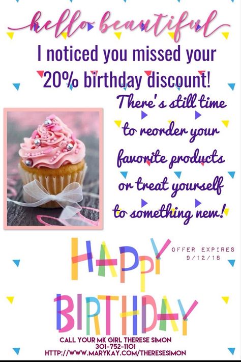 Mary Kay Birthday Discount, Mary Kay Birthday, Mary Kay Consultant, Birthday Reminder, Mary Kay Business, Birthday Discount, 20th Birthday, Gift Certificate, Gift Certificates