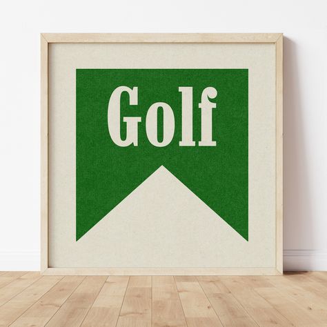 Square Typography, Banner Typography, Golf Banner, Wall Art For Men, Green Banner, Golf Wall Art, Golf Poster, Golf Decor, Golf Prints