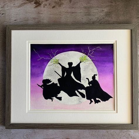 Hocus Pocus silhouette watercolor art print Hocus Pocus Watercolor, Hocus Pocus Silhouette, Hocus Pocus Art, Trio Art, Silhouette Watercolor, Halloween Canvas Art, Funky Wall Art, Halloween Horror, Watercolor Art Prints