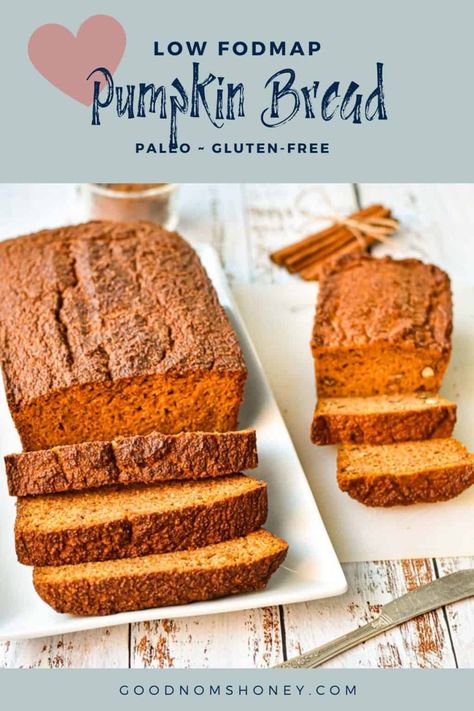 Fodmap Bread, Low Fodmap Pumpkin, Paleo Low Fodmap, Paleo Holiday Recipes, Paleo Pumpkin Bread, Easy Pumpkin Bread, Gluten Free Pumpkin Recipes, Low Fodmap Recipes Dinner, Fodmap Breakfast