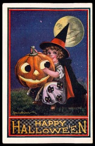 Old Fashioned Halloween, Vintage Halloween Cards, Vintage Halloween Art, Vintage Halloween Photos, Victorian Halloween, Photo Halloween, Vintage Halloween Images, Halloween Eve, Pumpkin Illustration