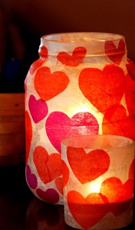 Valentines Day Votives Selamat Hari Valentine, Valentine's Day Crafts For Kids, Diy Ombre, Rainbow Tree, Valentine Crafts For Kids, Hari Valentine, Mason Jar Crafts Diy, Homemade Valentines, Valentine Love