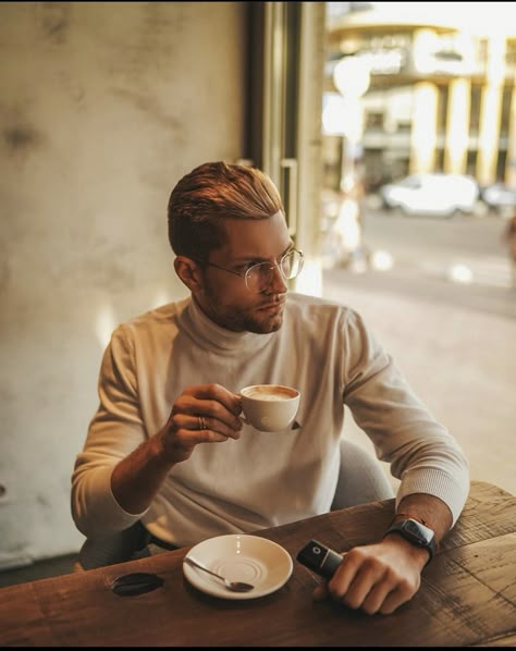 Cafe Poses, Cafe Photoshoot, Mens Portrait, Modelling Portfolio, Man Cafe, Male Portrait Poses, Coffee Shop Photography, Mens Photoshoot, Mens Photoshoot Poses