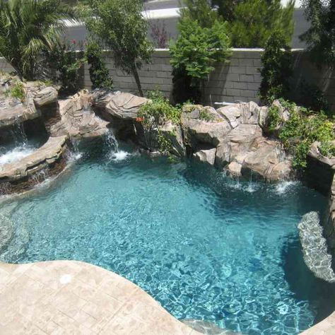 Anthony Sylvan Pools, Free Form Pools, Ideas De Piscina, Swimming Pool Waterfall, Inground Pool Designs, Pool Shapes, Custom Swimming Pool, Small Pool Design, Pool Waterfall