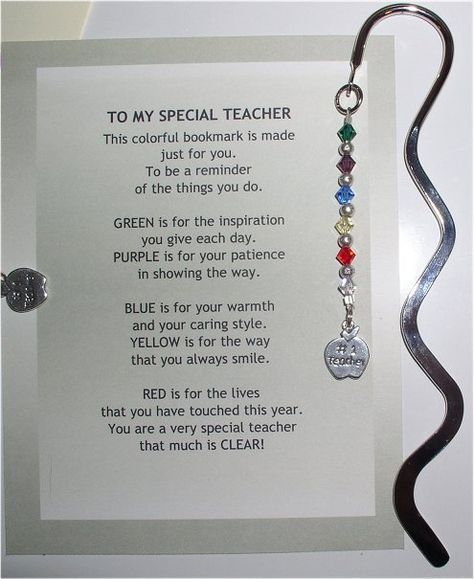 special teacher bookmark...oh em gee, i'm TOTALLY making this for teacher appreciation day/week!!! =) Special Teacher Gifts, Kristin Friends, Teacher Bookmark, Teachers Appreciation, Teacher Craft, Appreciation Ideas, Teachers Diy, Presents For Teachers, School Teacher Gifts