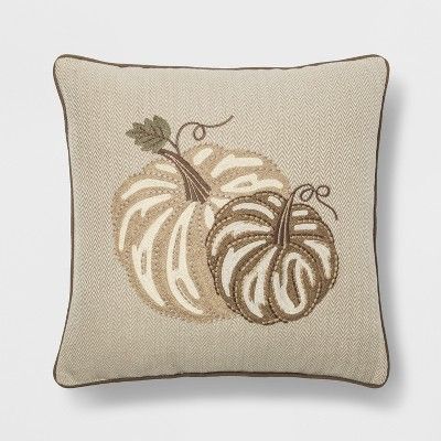 Pumpkin Squares, Chesapeake Bay Candles, Decorative Wall Sculpture, Dried Wreath, Embroidered Leaves, Neutral Color Scheme, Home Scents, Pillow Collection, Square Throw Pillow