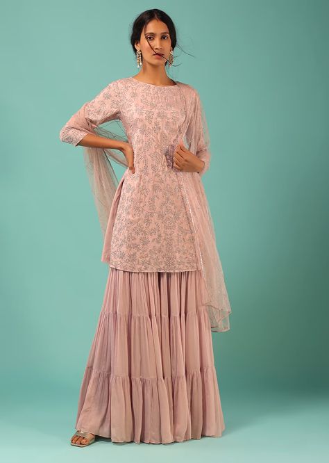 Purple Sharara Suit, Pink Indian Suit, Purple Sharara, Pink Sharara Suit, Pink Sharara, Asian Bridal Dresses, Salwar Kameez Online, Sharara Suit, Shell Pink