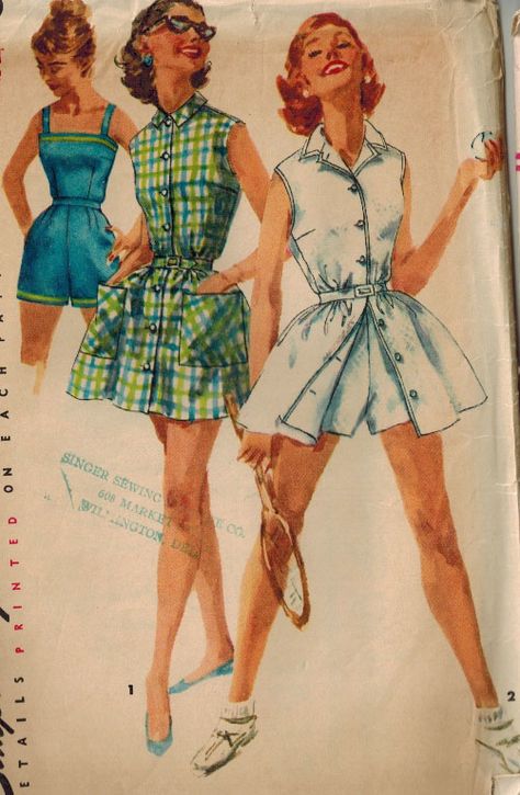 Retro Tennis Outfit, Tennis Dress Pattern, Vintage Playsuit, Retro Tennis, Tennis Outfit, Tennis Rackets, Wedding Dress Patterns, Romper Shorts, Vintage Tennis