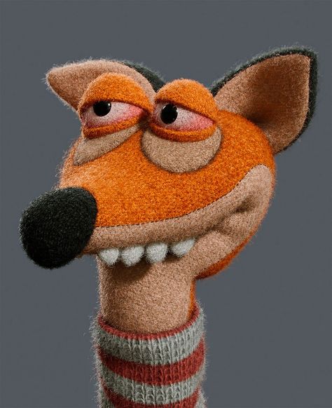 Fox Puppet, Crochet Characters, Puppet Costume, Animation Character, Sock Animals, Character Design Animation, Graphic Design Print, Personal Project, 3d Characters