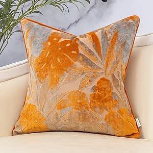 Couch Living Room, Pillow Embroidery, Leaves Pillow, Rectangle Pillow, Throw Pillow Inserts, Decorative Pillows Couch, Orange Leaf, Vintage Texture, Velvet Throw