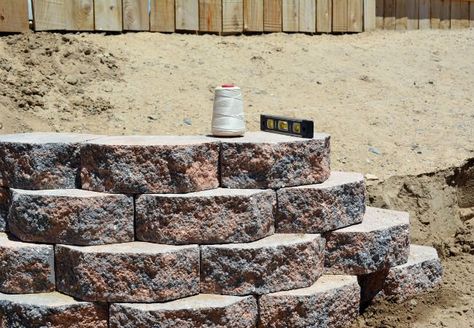 Cheap Retaining Wall, Retaining Wall Bricks, Concrete Block Retaining Wall, Deadheading Flowers, Small Retaining Wall, Retaining Wall Construction, Retaining Wall Steps, Boulder Retaining Wall, Diy Retaining Wall