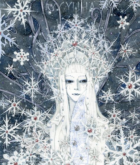 The Snow Queen on Behance Snow Queen Illustration, Korean Illustration, Yuki Onna, The Snow Queen, Snow Fairy, Fairytale Stories, Queen Art, Arte Inspo, Hans Christian