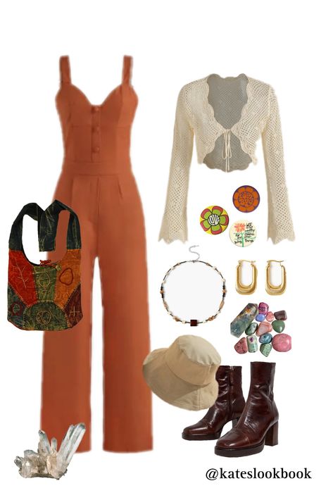 70s Outfit Layout, Hozier Inspired Outfits, 70s Hippie Aesthetic Outfit, Summer 70s Outfits, 70s Outfits Summer, Edgy Hippie Style, 70s Summer Outfits, Hozier Aesthetic Outfit, Eri Aesthetic