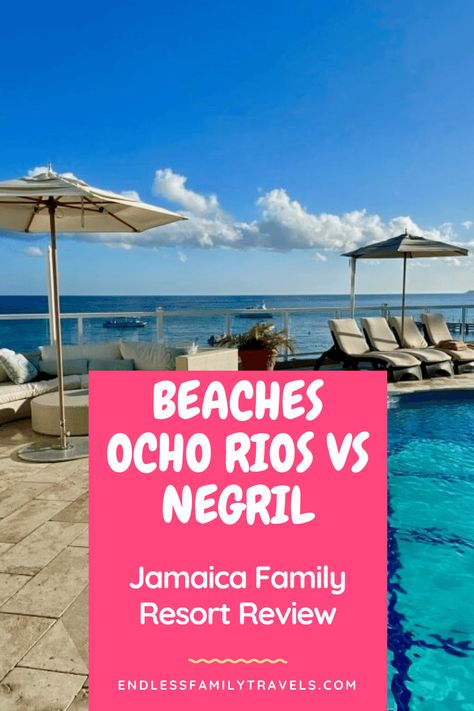 Both Beaches in Jamaica are fantastic all-inclusive family resorts. Here's a comparison review of the two - Beaches Ocho Rios vs Negril. #Beaches #OchoRios #Negril #Jamaica Beaches Resort Ocho Rios Jamaica, Beaches Ocho Rios Jamaica, Negril Jamaica Vacation, Jamaica Ocho Rios, Jamaica All Inclusive, Jamaica Beaches, Ocho Rios Jamaica, Negril Jamaica, Jamaica Vacation