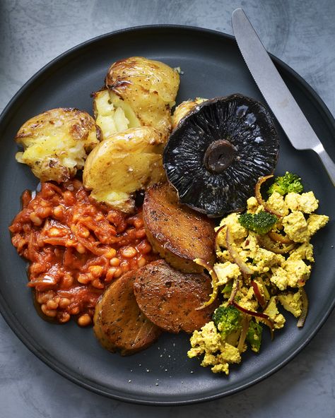 Vegan Brunch Recipes, Homemade Baked Beans, Vegan Fries, Vegan Easter, Fried Breakfast, Full English Breakfast, Good Recipes, Curry Recipes Indian, Vegan Brunch