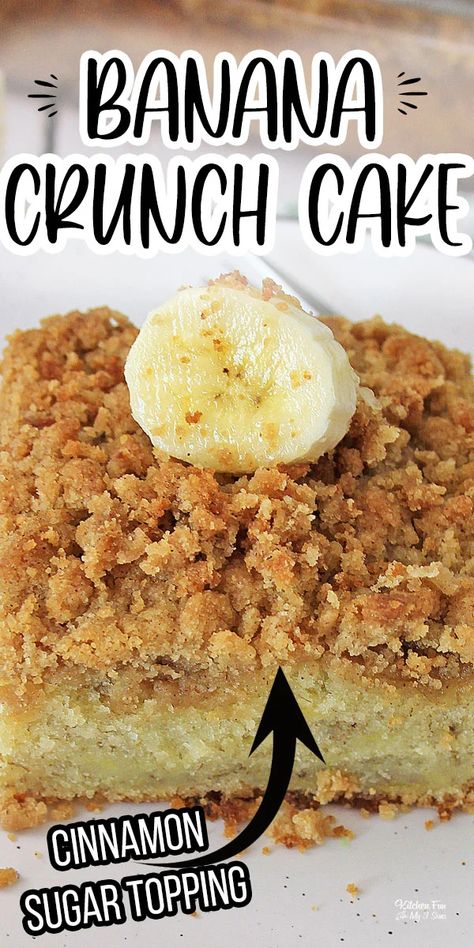 Banana Cakes Ideas, Banana Crunch Bread, Bana Cake Recipe, Banana Crumble Recipe, Recipes Using 3 Ripe Bananas, Banana Pudding Crunch Cake, Banana Crumble Cake, Banana Bread With Cinnamon Crumble, Banana Desserts Easy