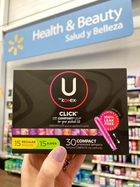 U by Kotex is the #1 compact tampon! In fact, they absorb like a full size so that's why Kotex is saying goodbye to Security Full Size Tampons. Extend the applicator, once it "clicks", you're ready to go! Find the new click compact tampons in the Health & Beauty section of Walmart! #whoawaitwalmart @walmart #walmart #ad #UbyKotex @ubykotex U By Kotex Tampons, Kotex Tampons, Feminine Hygiene, Saying Goodbye, Tampon, Health And Beauty, Packaging, Health, Quick Saves