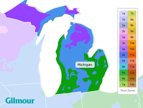 Gardening In Michigan, Michigan Garden Plan, Growing Zones Map, Zone 6a Gardening, Planting Zones, Michigan Garden, Gardening Zones Map U.s. States, Zone 8a Planting Schedule, Michigan Gardening