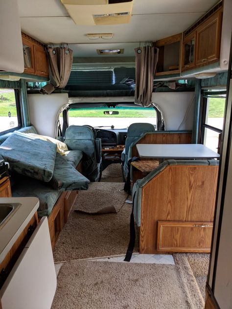 More Updates to Our 90's RV (Help Us Choose a Name!) Class C Rv Remodel, Motorhome Remodel, Rv Redo, Rv Furniture, Camper Trailer Remodel, Rv Renovation, Class C Rv, Diy Camper Remodel, Rv Makeover