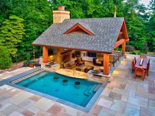 Backyard Dream Ideas, Lazy River Pool Backyard, Swim Up Bar Pool, Backyard Pool And Patio Ideas, Backyard Pool Deck, River Pool, Lazy River Pool, Dream Backyard Pool, Pool House Designs