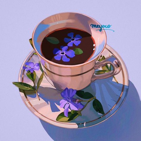 meyoco on Instagram - art,illustration,tea,cottagecore Tea Cup Drawing, Tea Cup Art, Tea Illustration, Cup Art, Art Folder, Tea Art, Art Blog, Tea Cup, Art Inspo