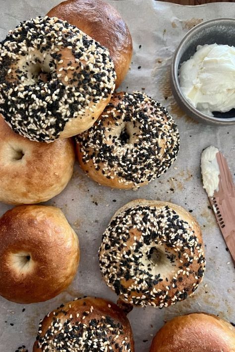 Easy Sourdough Bagels [instructions for discard + overnight] - The Pantry Mama Pantry Mama Sourdough, Sourdough Discard Bagels, Discard Bagels, The Pantry Mama, Pantry Mama, Sourdough Discard Recipes, Sourdough Bagels, Sourdough Bread Starter, Sourdough Starter Discard Recipe