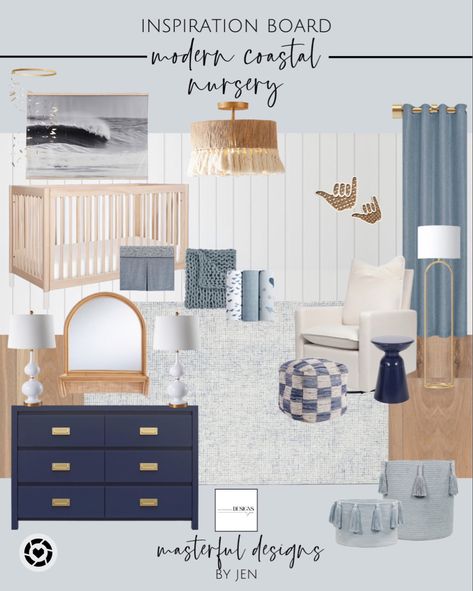 Nursery With Navy Dresser, Blue And Rattan Nursery, Nursery With Blue Dresser, Coastal Nursery Lighting, Nursery Blue Dresser, Coastal Inspired Nursery, Navy Blue Dresser Nursery, Navy And Light Blue Nursery, Coastal Blue Nursery