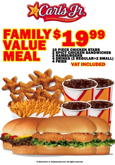 Family Value Meal $19.99 Carl’s Jr., Carl's Jr, Baker Man, Colosseum Rome, Fast Food Restaurant, American Food, Chicken Sandwich, Hot Dog Buns, Bahamas