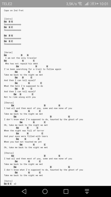 The Night We Met - Lord Huron The Night We Met Ukulele Chords, The Night We Met Guitar, The Night We Met Piano, Take Me Back To The Night We Met, The Night We Met Lyrics, Ukulele Songs Popular, Easy Guitar Songs Chords, Piano Songs Chords, Ukulele Fingerpicking Songs