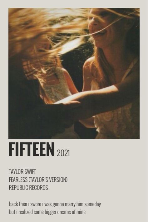 polaroid poster Fearless Taylor Swift Polaroid Poster, Fearless Polaroid Poster, Fearless Polaroid, Fifteen Taylor Swift, Unforgettable Lyrics, Polaroid Songs, Songs Poster, Fearless Song, Song Cards