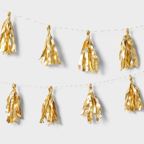 Transform any celebration into a dazzling affair with the Metallic Gold Tassel Garland from Spritz™. This elegant garland features shimmering metallic gold tassels to add glamor to your party decor. With its easy setup and practical design, the metallic gold tassel garland from Spritz™ is an ideal choice for birthdays, weddings, graduations and more. Golden Birthday Ideas For Him, Gold 21st Birthday Decorations, Golden Birthday Decor, Golden Year Birthday Ideas, Gold Classroom Decor, Golden Birthday Ideas, Gold Themed Birthday Party, Gold Birthday Decor, Shot Party