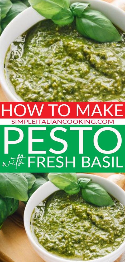 Fresh Basil Recipes, Italian Cooking Recipes, Pesto Sauce Recipe, Homemade Pesto Recipe, Make Pesto, Pesto Recipes, Healthy Pesto, Homemade Pesto Sauce, Basil Pesto Recipes