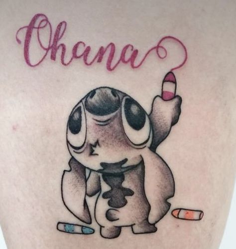 Disney Stitch Tattoo, Lilo And Stitch Tattoo, Ohana Tattoo, Nostalgic 90s, Stitch Tattoo, Men's Fashion Tips, Tattoo Now, Stitch Drawing, Tattoos Designs