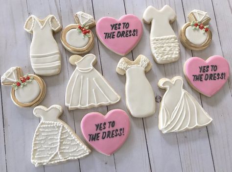 Yes to the dress cookies Yes To The Dress Cookies, Dress Cookies, Say Yes To The Dress, Yes To The Dress, Say Yes, Wedding Things, Cookie Decorating, Sugar Cookie, The Dress