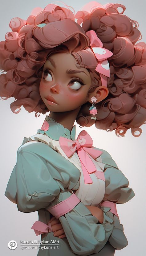 Curly Hair Girl, Chara Design, Poses Drawing, Beautiful Curly Hair, Curly Girl Hairstyles, Black Artwork, Hair Girl, Short Curly Hair, I Made It