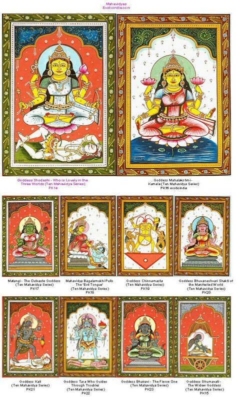 Dasa Maha Vidya's 10 Mahavidya Photo, Cheriyal Paintings, Maha Devi, Dasa Mahavidya, 10 Mahavidya, Sun God Surya, Chogyam Trungpa, Kali Picture, Green Tara Mantra