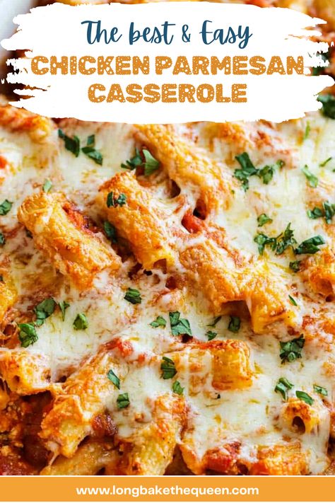 Whip up this easy Chicken Parmesan Casserole for a comforting meal that's sure to please. Crispy chicken, tangy marinara, and layers of melty cheese make it irresistible. Perfect for any night of the week, it's a hearty dish that brings smiles to the dinner table. Simple ingredients, full of flavor, and ready in no time. Love cozy, delicious dinners? Pin this recipe and make your family's next favorite meal tonight! Healthy Chicken Parm Casserole, Easy Chicken Parm Casserole, Chicken Tenders Parmesan Recipe, Chicken Parm Bake Casseroles, Chicken Parmesan Casserole Crockpot, Rotisserie Chicken Parmesan Casserole, Chicken Parmagania, Chicken Parm Pasta Bake, Chicken And Marinara Recipes