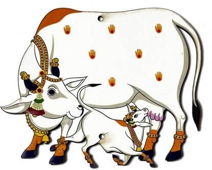 Cow With Calf, Pichwai Cow, Temple Tattoo, Mdf Design, Asian Paints, Amazon India, Cow Calf, Poster Bed, Cow Art