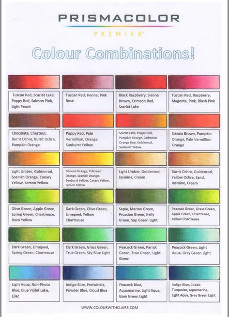 Prismacolor Premier Color Combinations, Color Palette Prismacolor Pencil, Prismacolor Blue Combinations, Prismatic Color Palette, Colored Pencil Techniques For Beginners, Prisma Color Combinations, Prismacolor Pencils Combinations, Prismacolor Color Combinations Chart, Prismacolor Chart