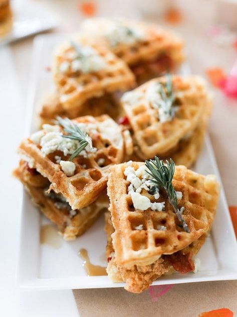 Chicken And Waffle Sliders, Brunch Wedding Ideas, Sunday Brunch Wedding, Best Superbowl Food, Waffle Sliders, Savory Waffles, Waffle Bar, Waffle Sandwich, Superbowl Snacks