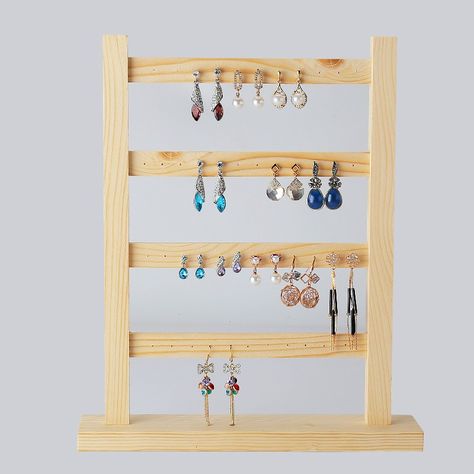 Wooden Earring Stand, Frame Jewelry Display, Jewellery Organisation, Ladder Hanger, Diy Backdrop Stand, Jewelry Display Booth, Wooden Jewelry Stand, Wooden Jewelry Display, Wood Jewelry Display