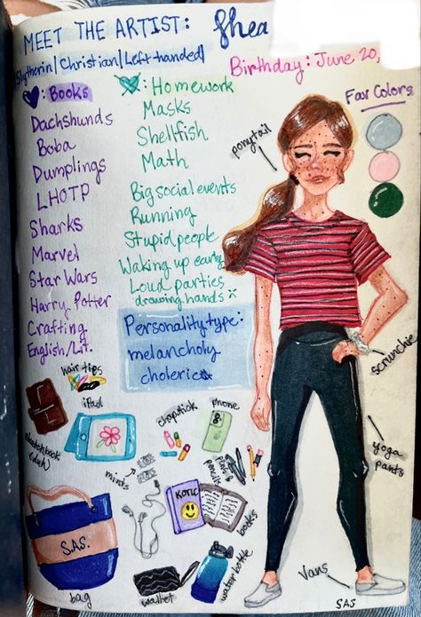 Had to block out some personal info lol and ugh the colors are so off New Sketchbook, Harry Potter Drawings, Personality Types, Social Events, First Page, Lace Up Shoes, Hair Ties, Scrunchies, Sketch Book