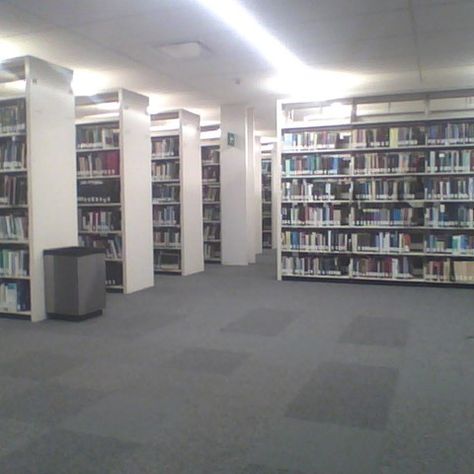 Library Liminal Space, Liminal Office, Liminal School, Liminal Library, Exit Interview, Campus Aesthetic, Strangely Familiar, Dreamcore Aesthetic, Night Walkers