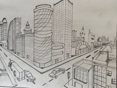 2 Perspective City Drawing, City Drawing Sketches Perspective, 2 Point Prespective Sketches Building, 2 Point Perspective Cityscape, Futuristic Cityscape Drawing, One Point Prespective Sketches City, 2point Perspective Drawings City, Futuristic City Drawing Easy, City Sketch Pencil Easy