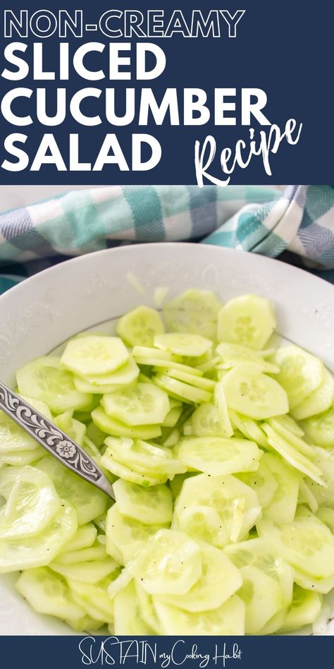 Oil And Vinegar Dressing, Cucumber Salad Dressing, Garden Salad Recipe, Homemade Dressing Recipe, Cucumber Salad Vinegar, Cucumber Dressing, Easy Cucumber Salad, Sliced Cucumber, Vinegar Cucumbers