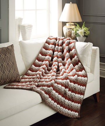 Crochet afghan, blanket, and throw kits include patterns and the right yarn style and amount to complete your project. Crocheting Blanket, Unique Crochet Blanket, Crochet Blanket Free, Crochet Hook Size, Modern Crochet Blanket, Mary Maxim, Tweed Yarn, Crochet Afgans, Home Decor Hooks