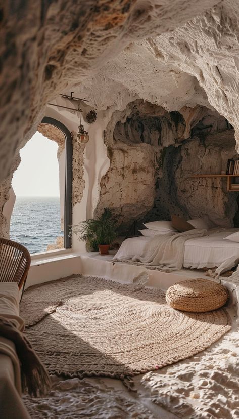 Fairy Bedroom, Best Greek Islands, Cave Hotel, Earthship Home, Shell House, Mud House, Fantasy Rooms, Tiny House Inspiration, Cave House